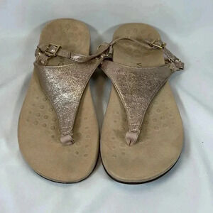 Vionic Kirra Size 7.5 Rose Gold Sandal Thong Slingback Casual Flat Shoes